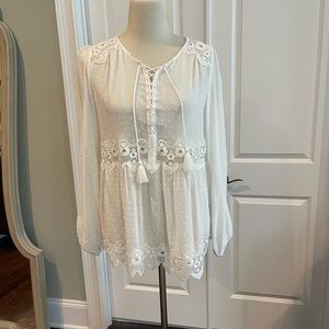 JOHNNY WAS JADE COLLECTION. Beautiful, white, bohemian top! Size S. Like new.